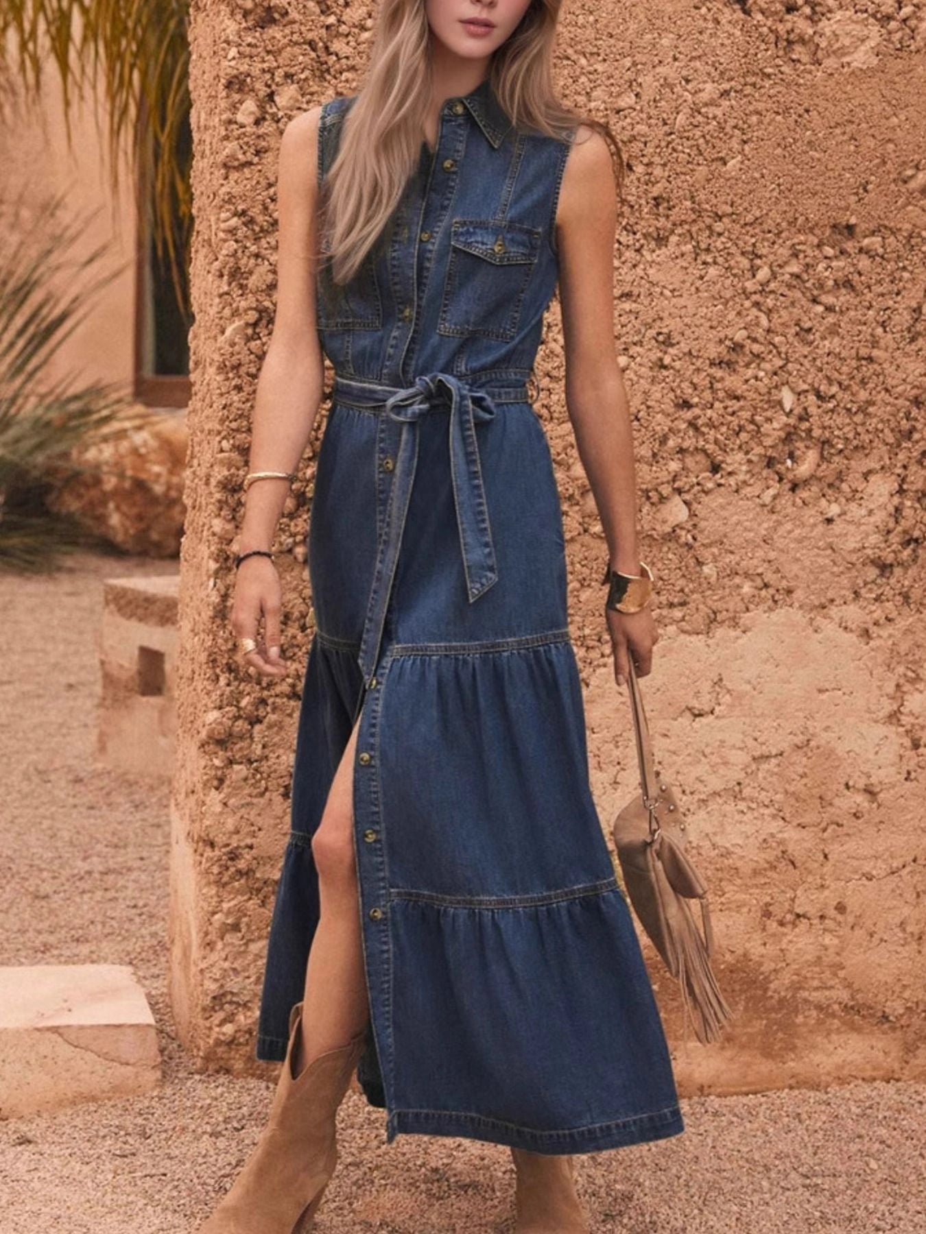 Beautiful Tiered Belted Dress