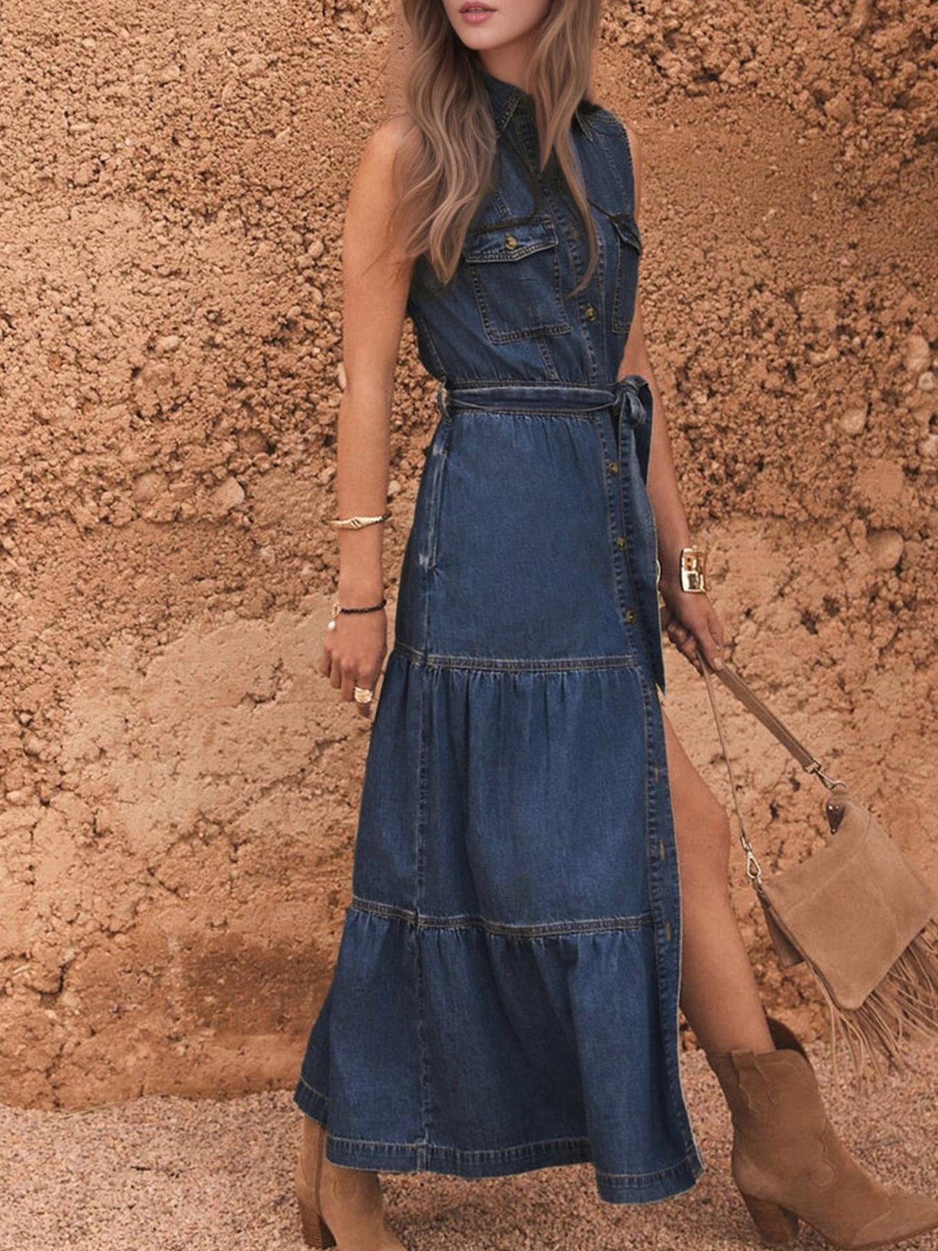 Beautiful Tiered Belted Dress
