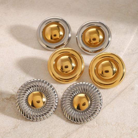 Round Earrings in Silver and Gold Colors