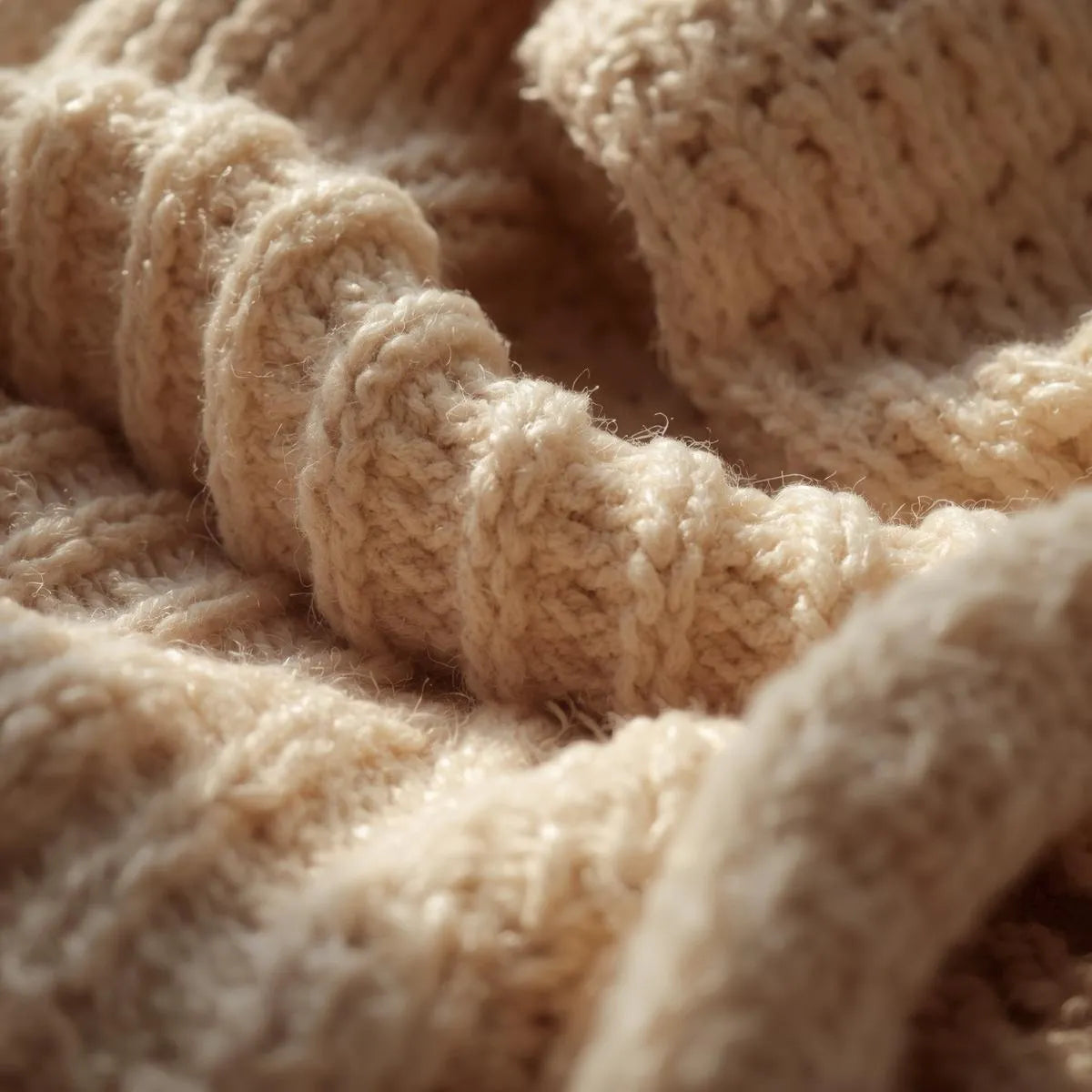 Close-up of beige knitted fabric