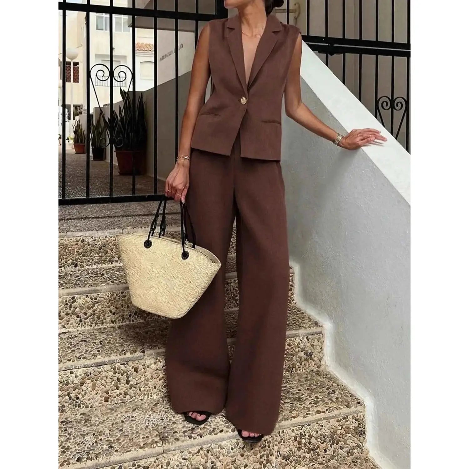Cotton Linen Blend Two-Piece Set