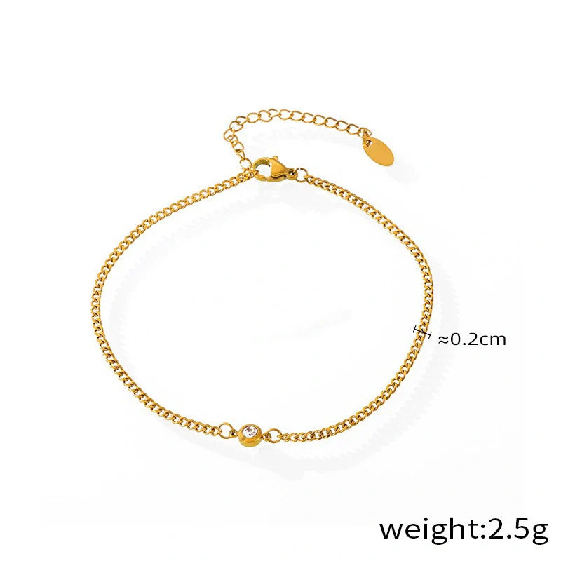 18K Gold exquisite fashion hollow exquisite ball inlaid gem design light luxury style anklet