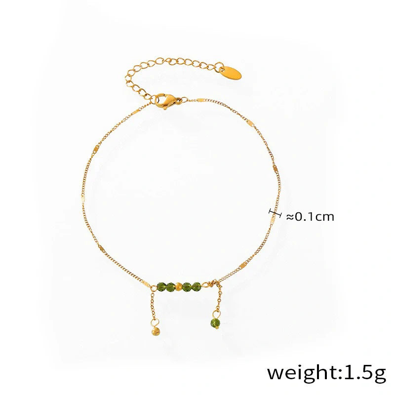 18K Gold exquisite fashion hollow exquisite ball inlaid gem design light luxury style anklet