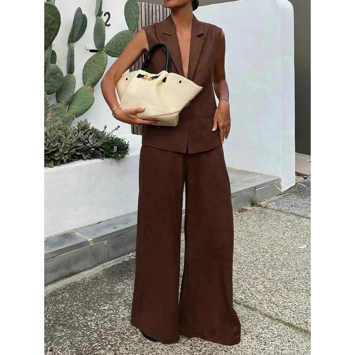 Cotton Linen Blend Two-Piece Set