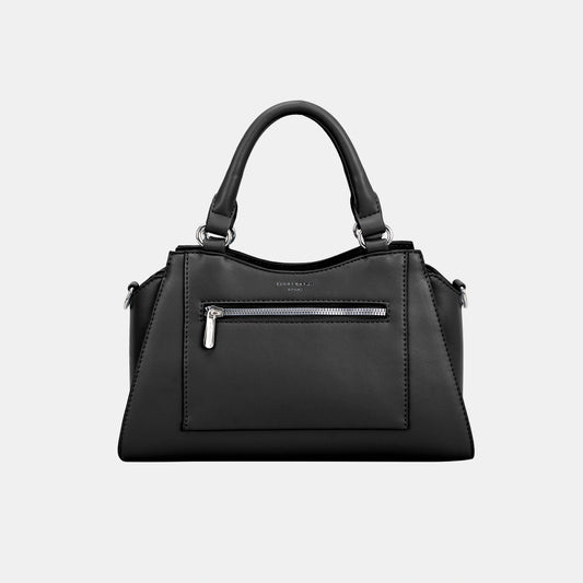 Leather Handbag Zip Closure Black One Size