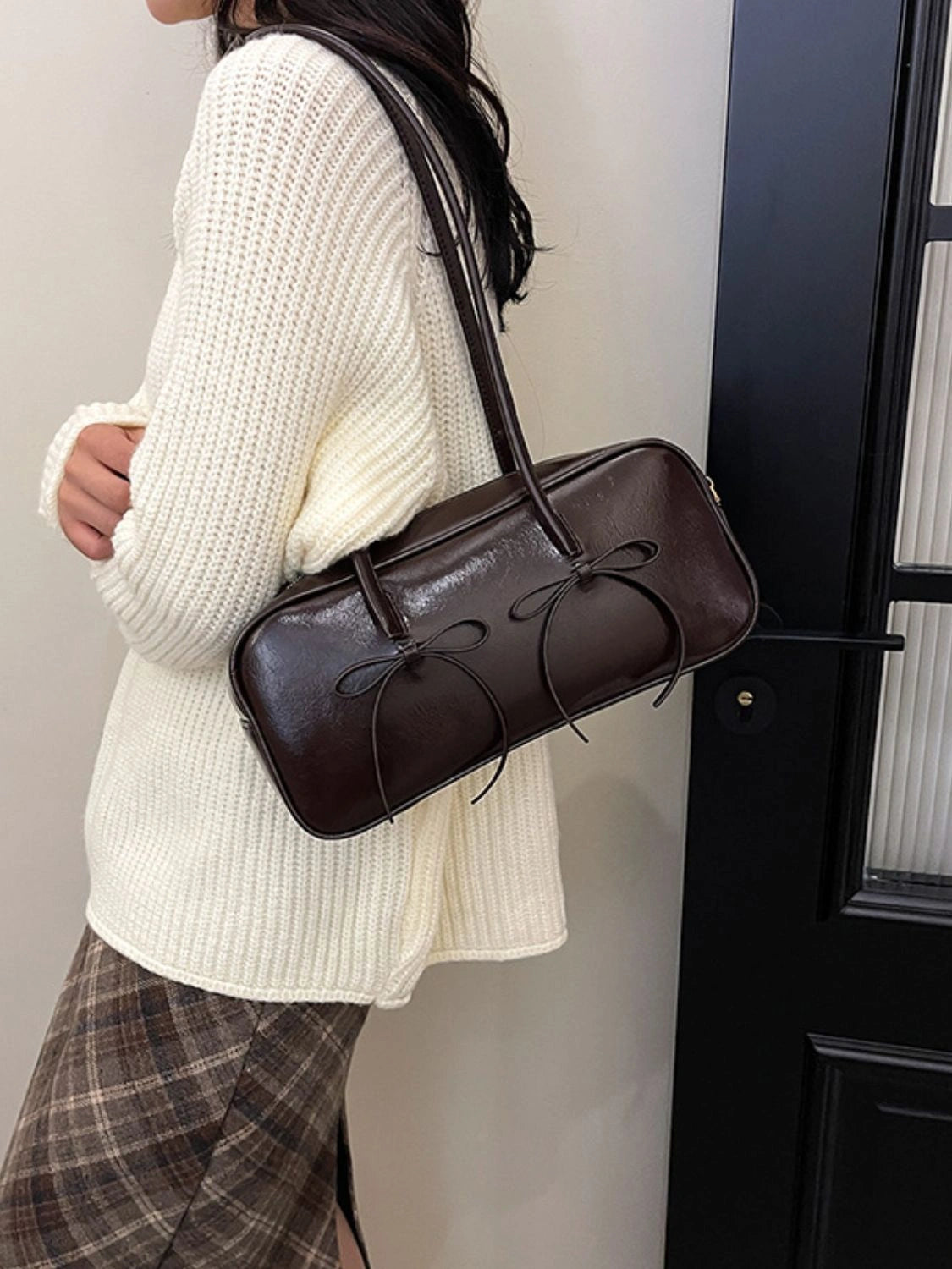 Exquisite Leather Bow Shoulder Bags