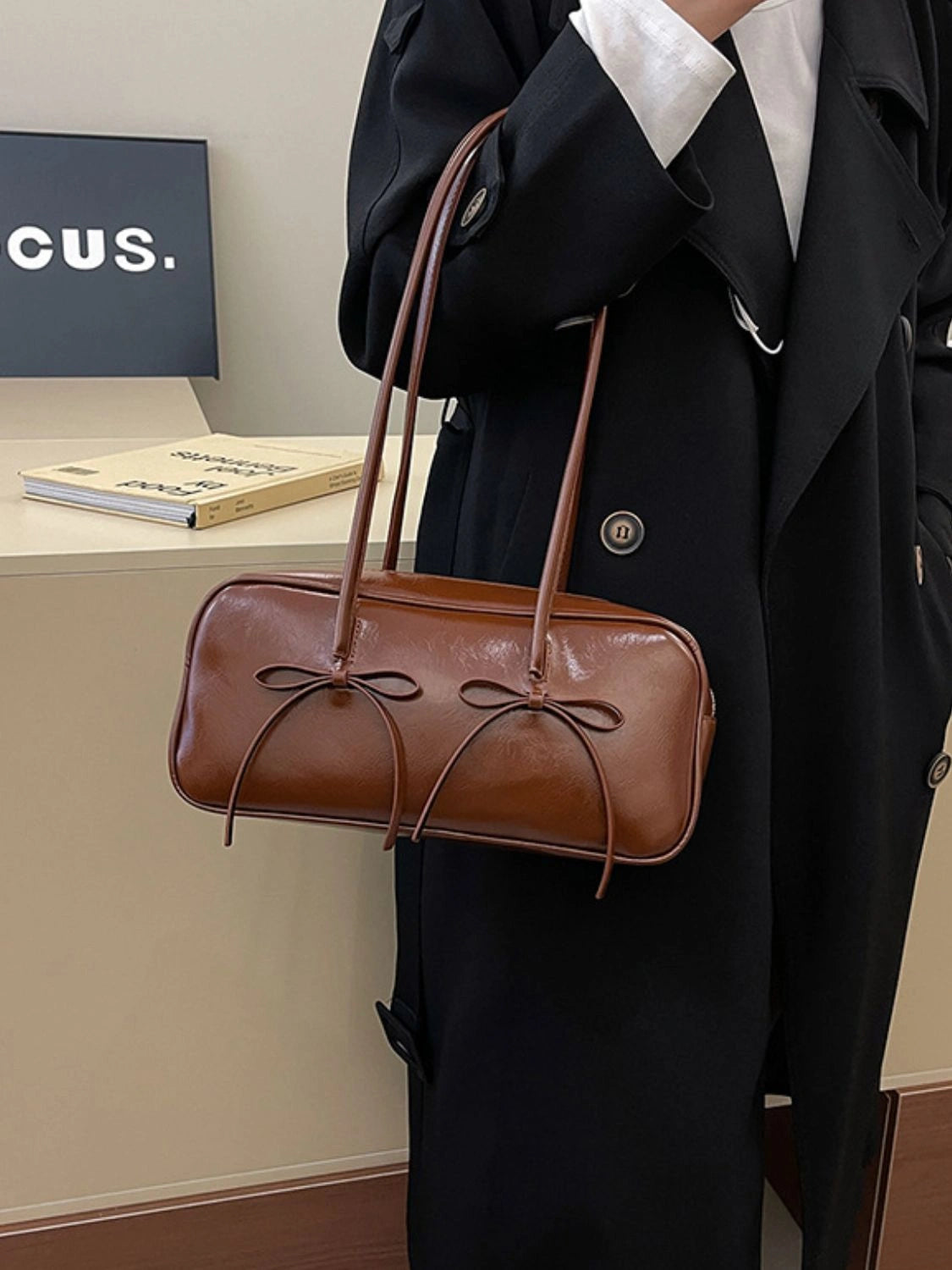 Exquisite Leather Bow Shoulder Bags