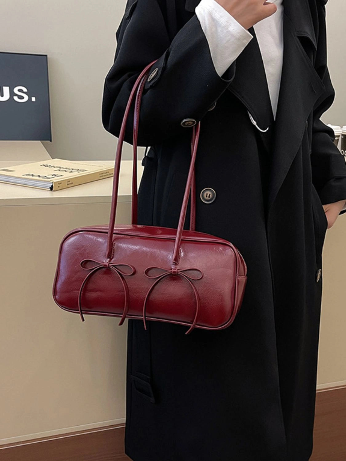 Exquisite Leather Bow Shoulder Bags