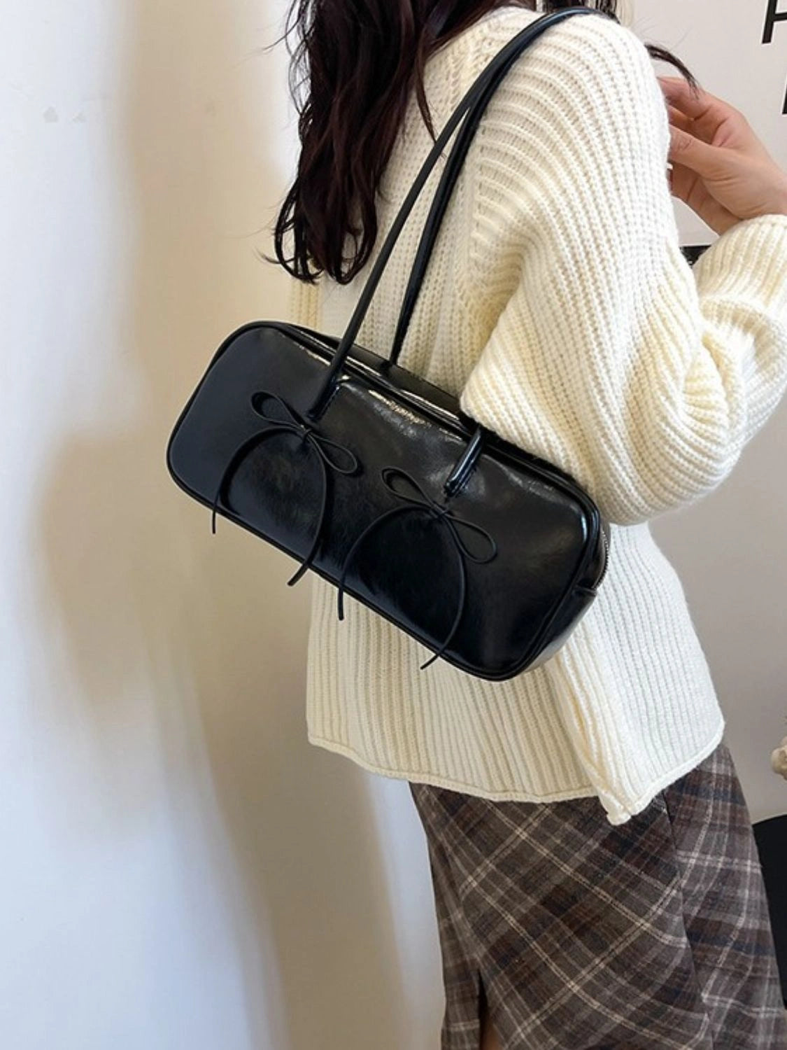Exquisite Leather Bow Shoulder Bags