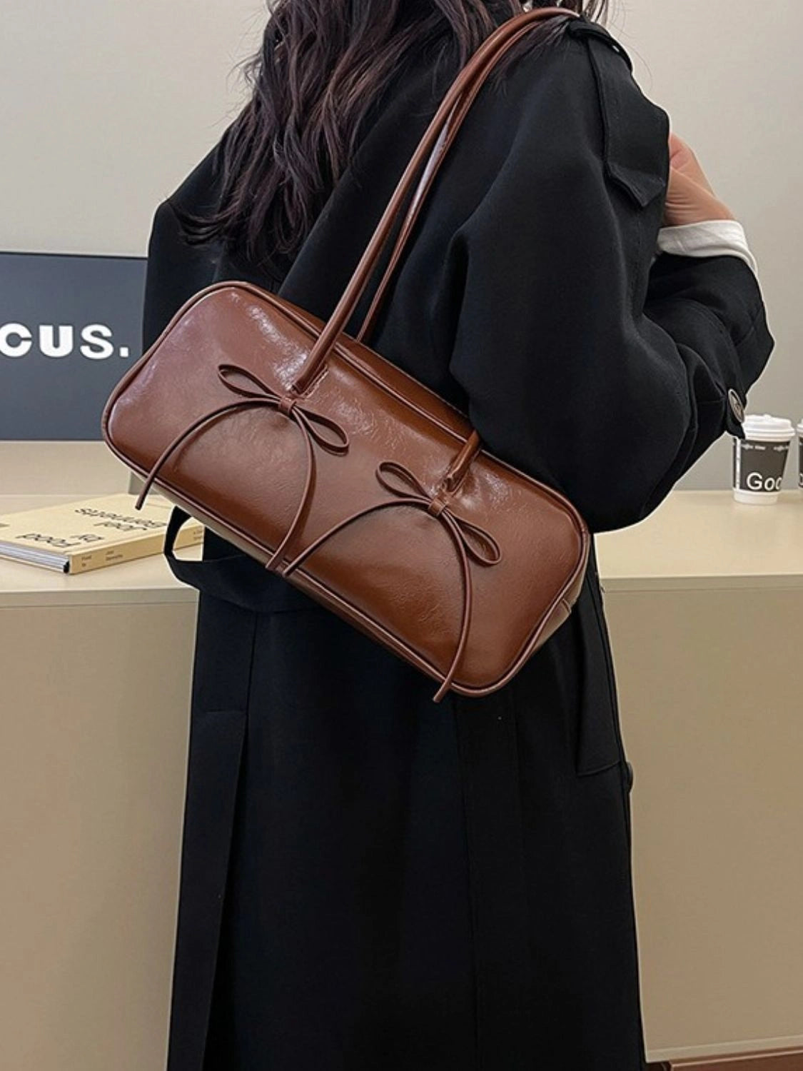 Exquisite Leather Bow Shoulder Bags