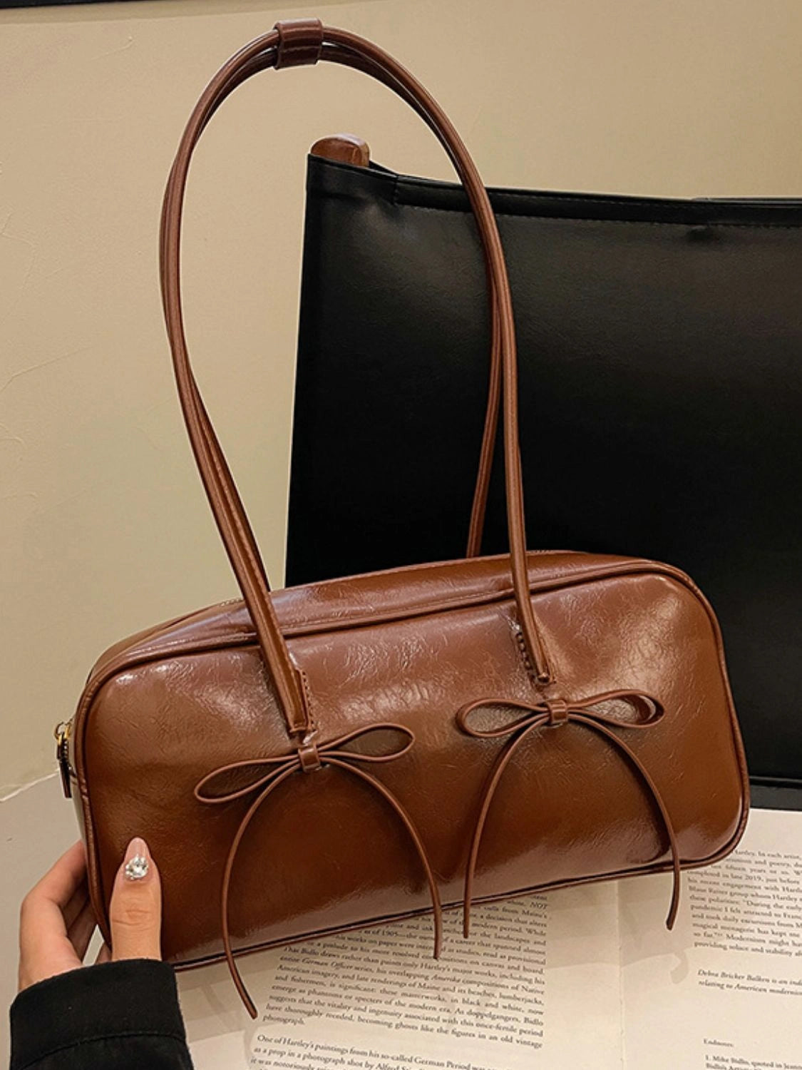 Exquisite Leather Bow Shoulder Bags
