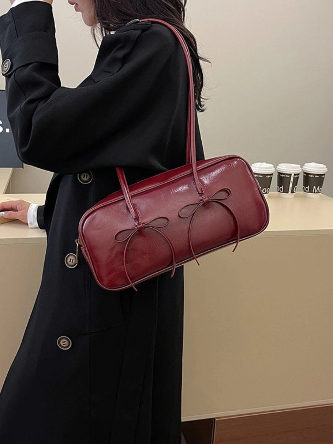 Exquisite Leather Bow Shoulder Bags