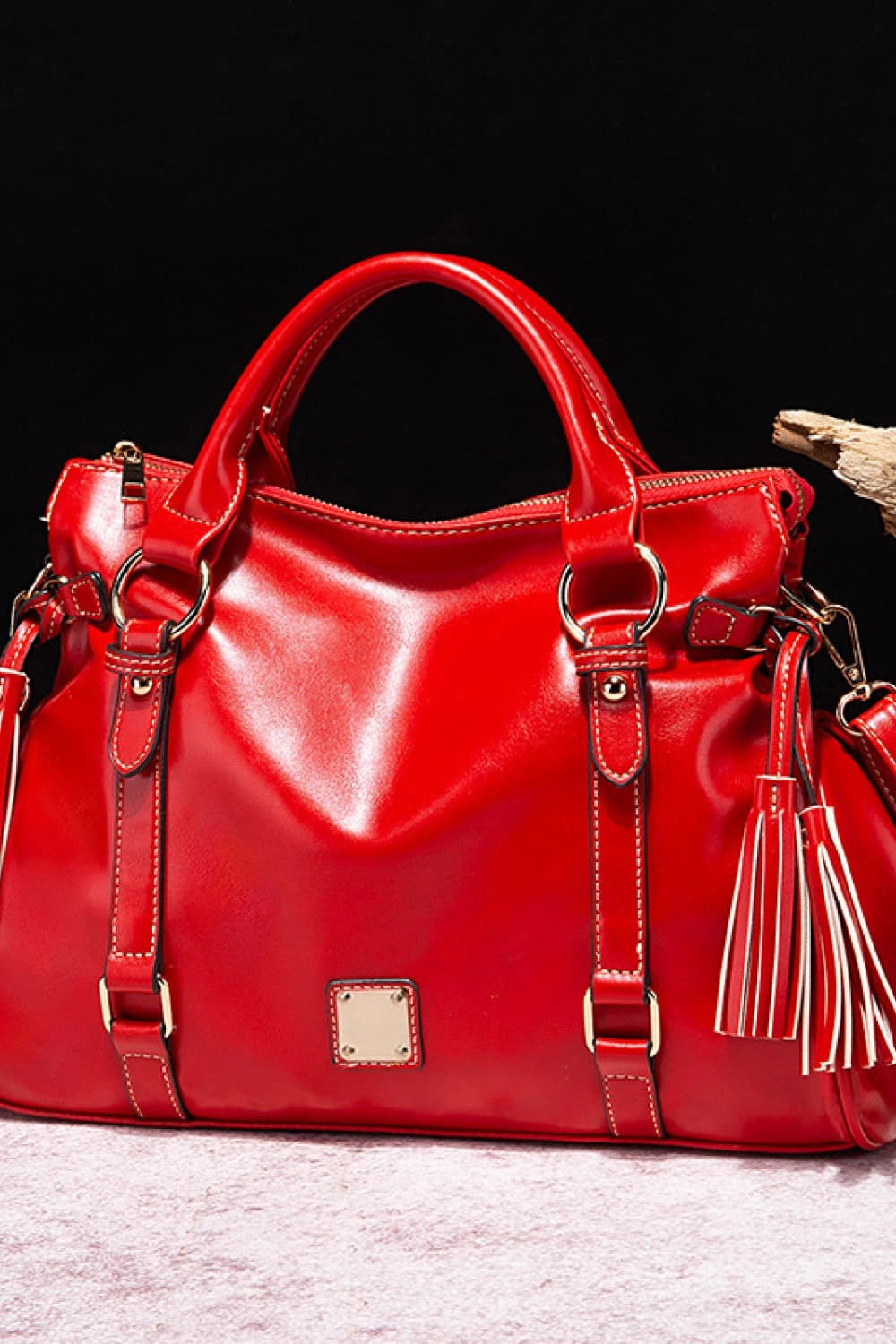 Vibrant PU Leather Handbag with Tassels