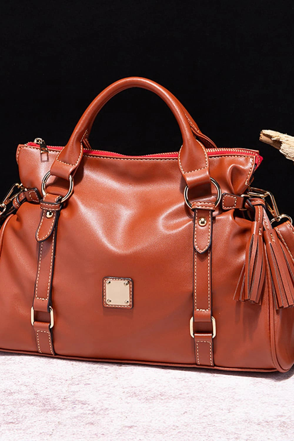 Vibrant PU Leather Handbag with Tassels