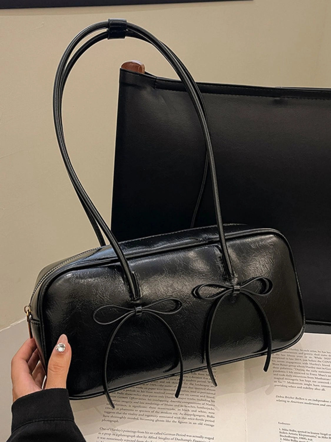 Exquisite Leather Bow Shoulder Bags