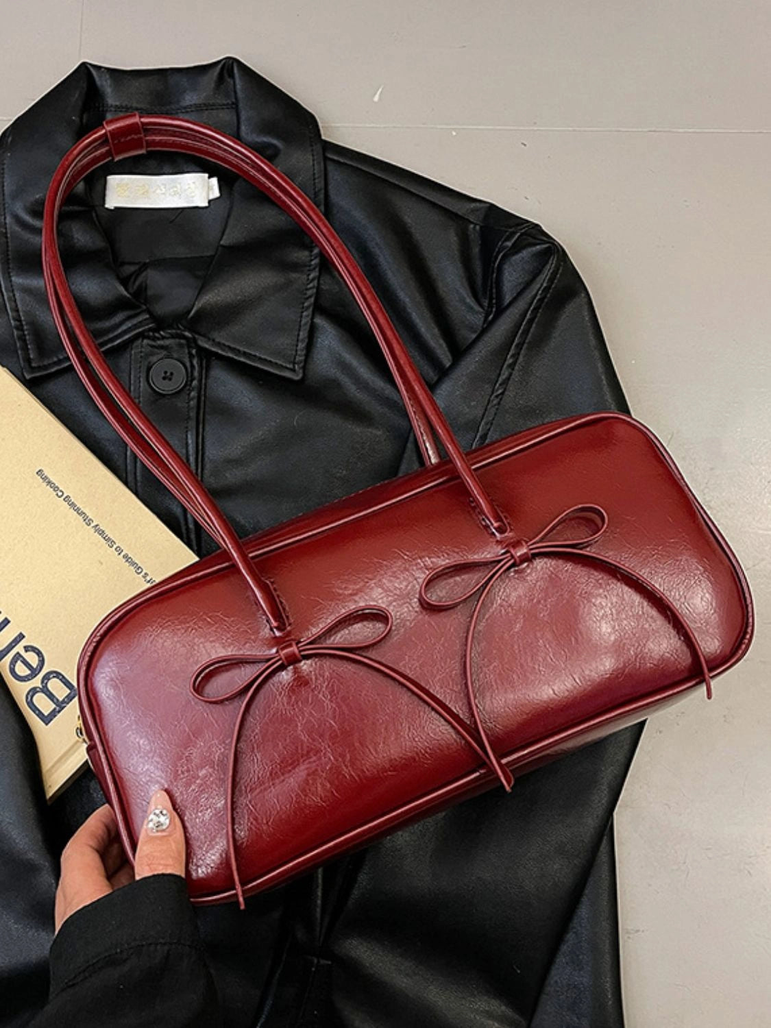 Exquisite Leather Bow Shoulder Bags