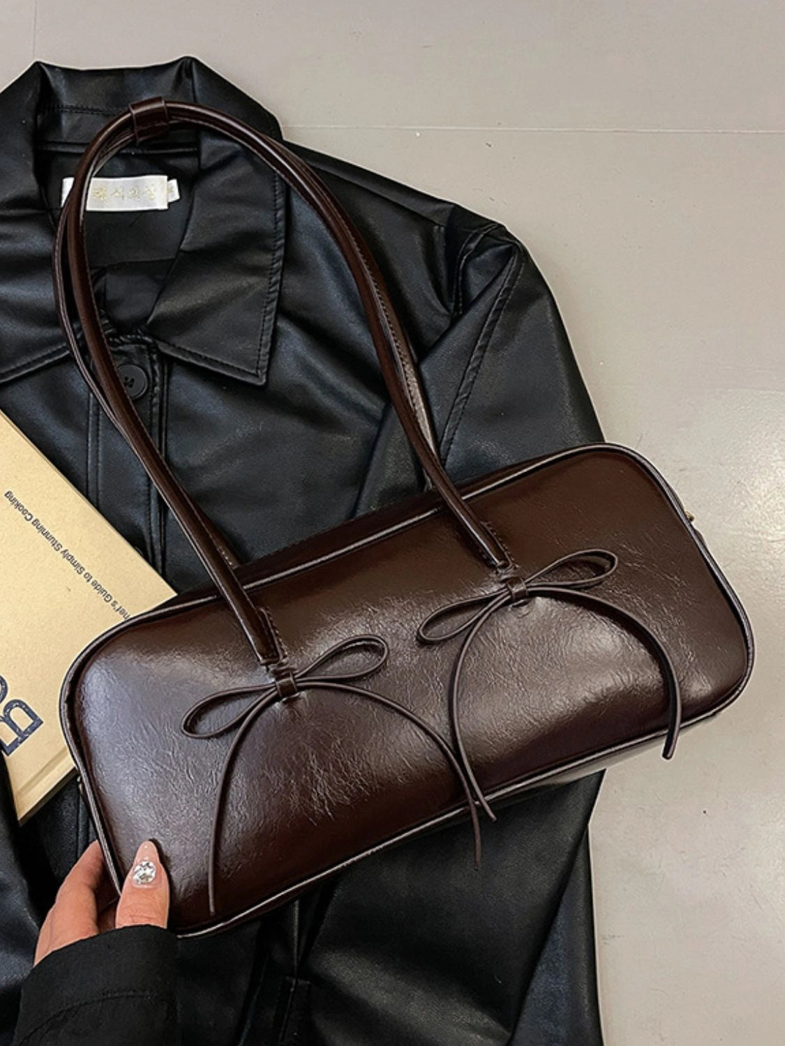 Exquisite Leather Bow Shoulder Bags