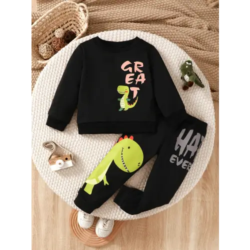 Dinosaur-Themed Toddler Outfit for Adventurous Little Explorers Black