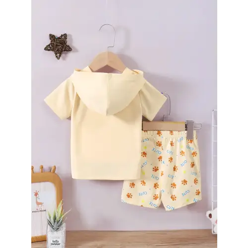 Adorable Dog Short Sleeve Hoodie Outfit for Babies and Toddlers
