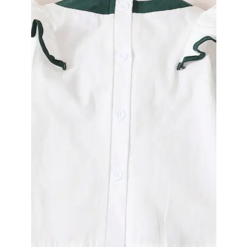 Green & White Ruffled Toddler Set