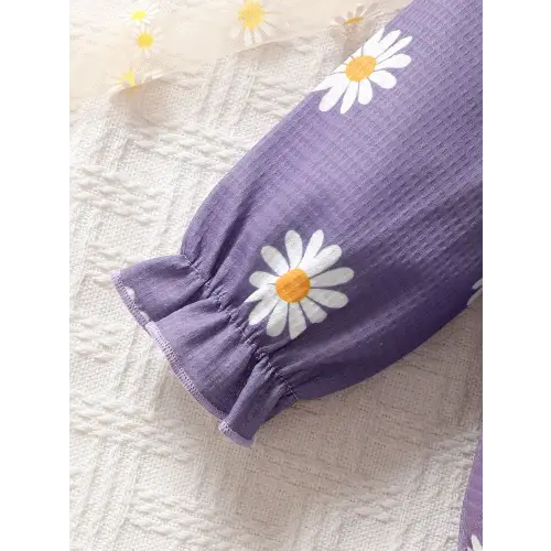 Adorable Purple Daisy Romper Set for Baby Girls