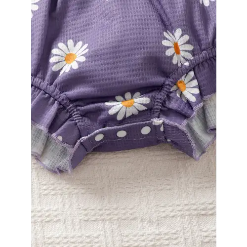 Adorable Purple Daisy Romper Set for Baby Girls