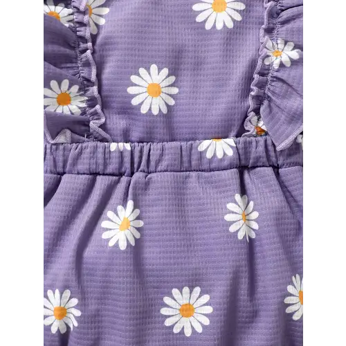 Adorable Purple Daisy Romper Set for Baby Girls