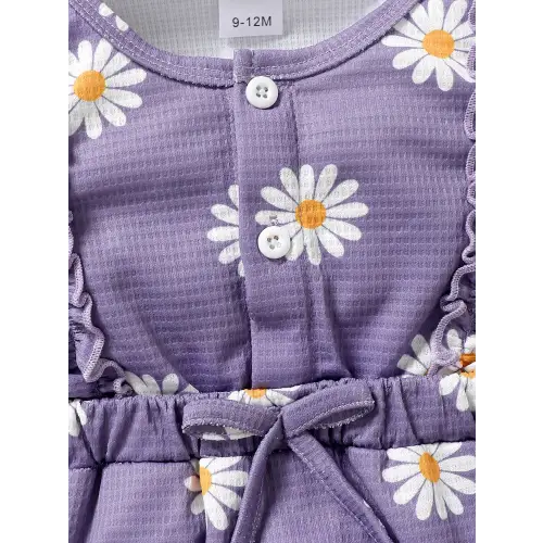 Adorable Purple Daisy Romper Set for Baby Girls