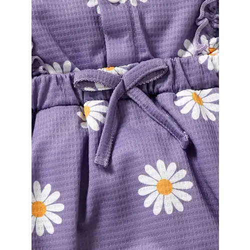Adorable Purple Daisy Romper Set for Baby Girls