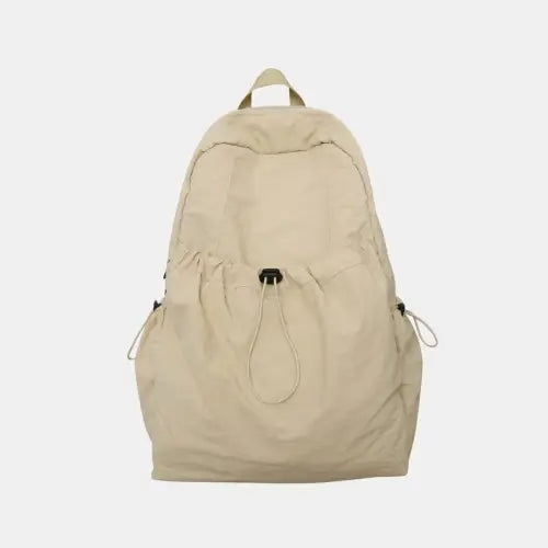 Adventure-Ready Drawstring Nylon Backpack Tan One Size