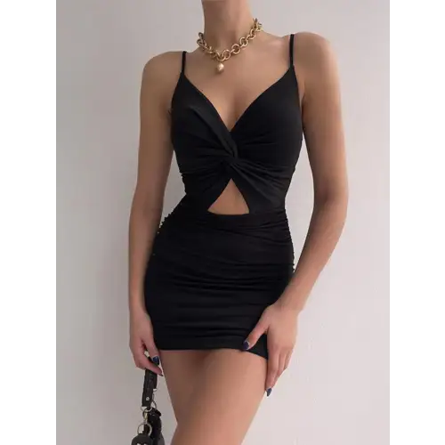 Twisted Spaghetti Dress Black