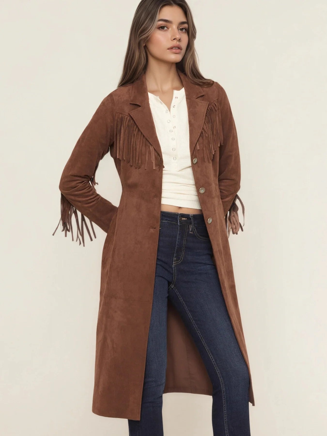 Beloved Fringe Brown Coats