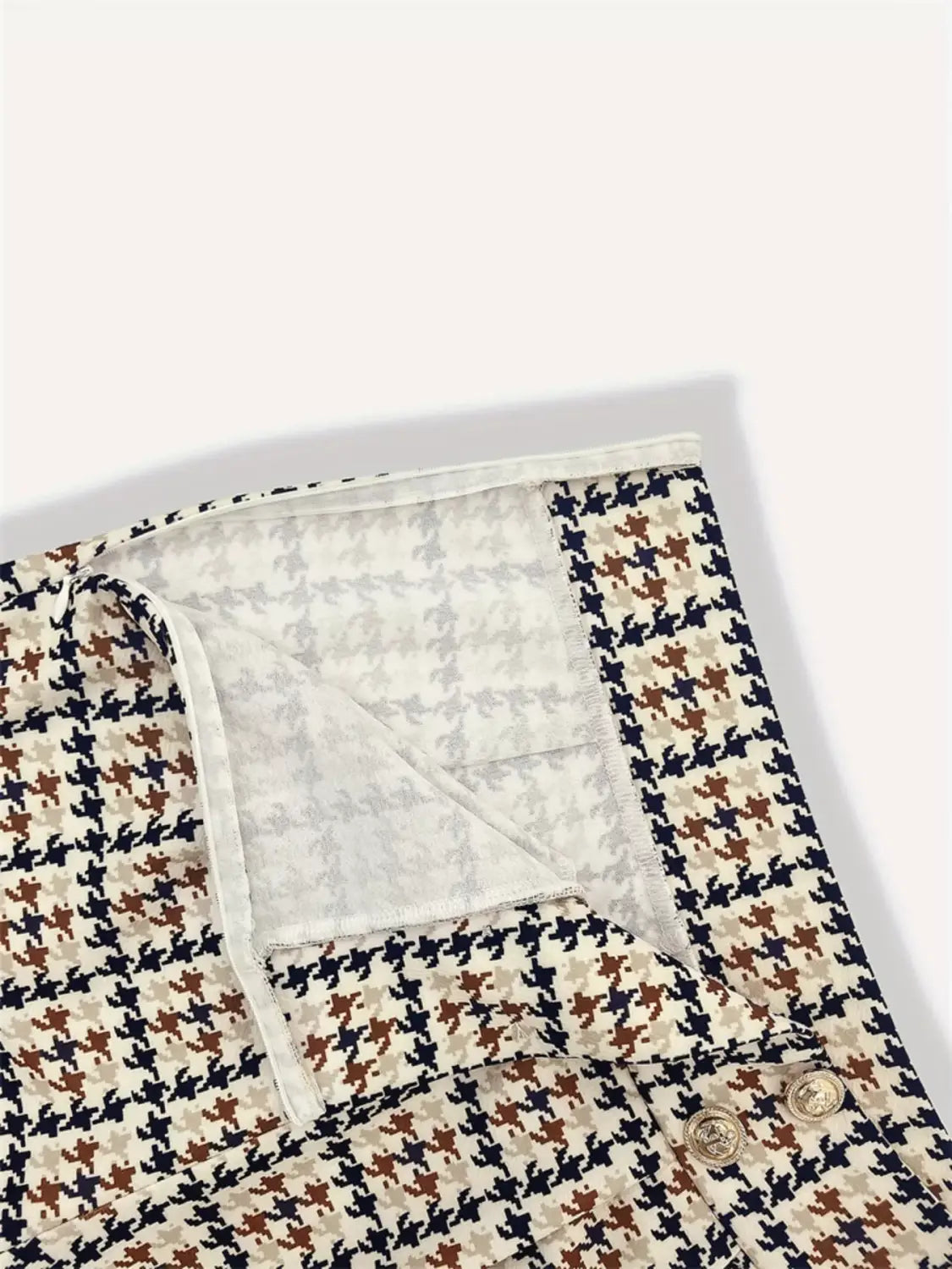 High Waisted Houndstooth Wide Leg Pants