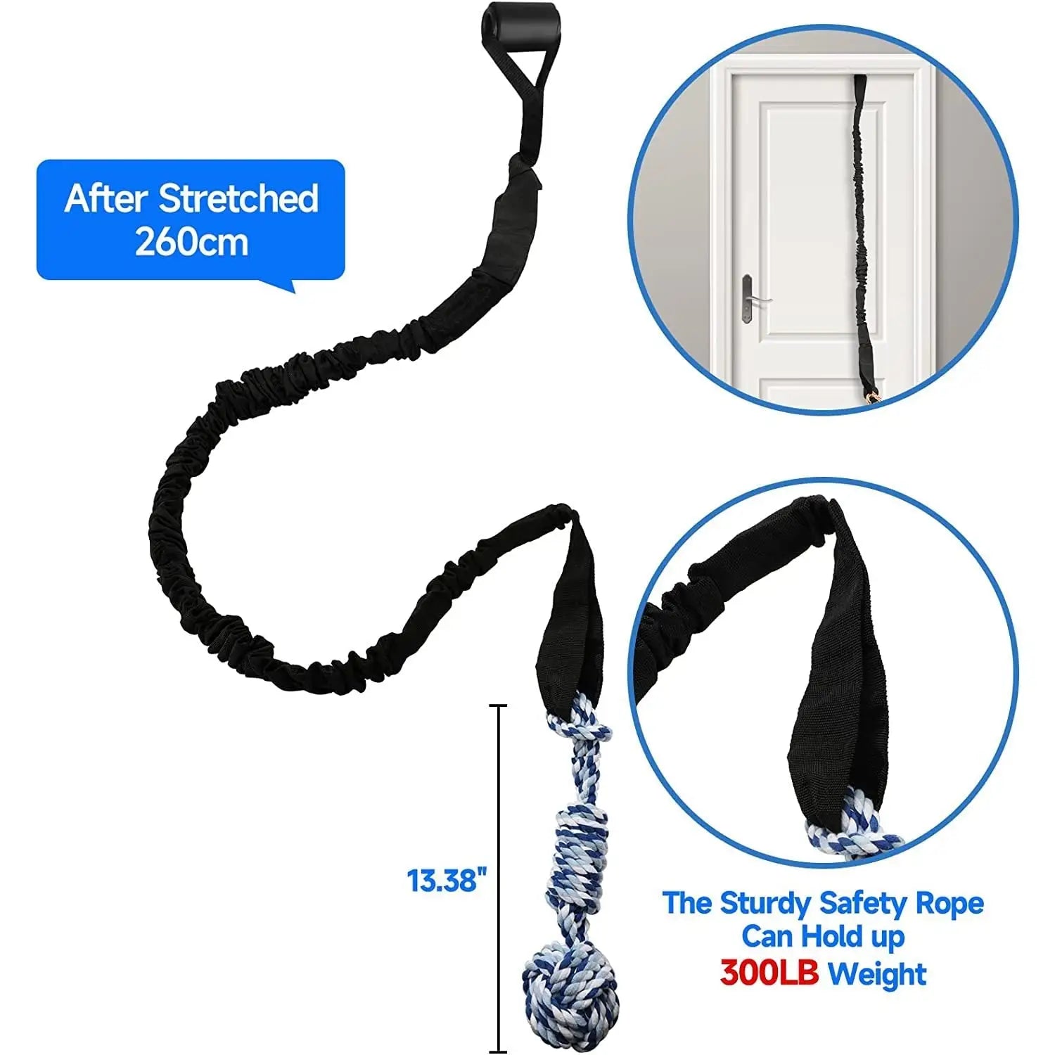 Cotton Balls Interactive Bungee Dog Tug Toy - Hanging Rope Ball for Solo Play & Exercise
