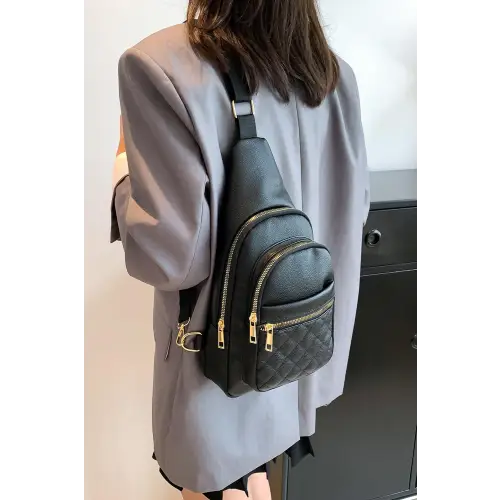 Sleek Black Leather Sling Bag