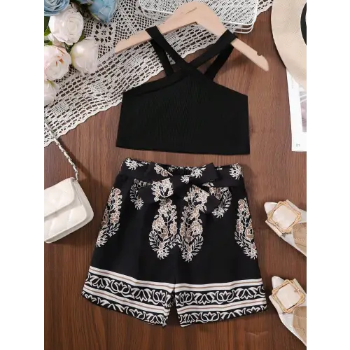 Charming Baby Printed Pants Set for Toddlers Black
