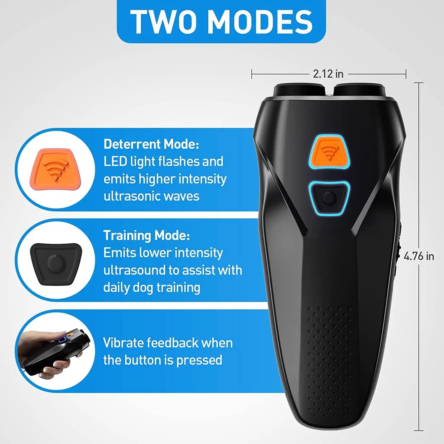 USB Rechargeable Dual-Head Ultrasonic Dog Repeller - High-Power Anti-Bark Device