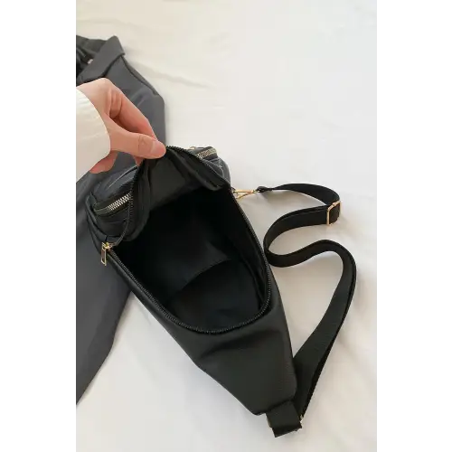 Sleek Black Leather Sling Bag