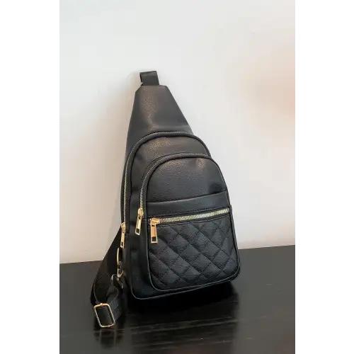 Sleek Black Leather Sling Bag