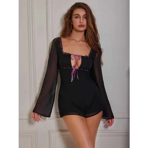 Tied Polyester Dress Black