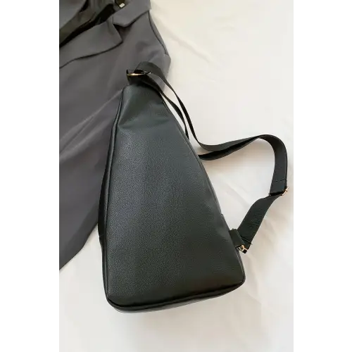 Sleek Black Leather Sling Bag