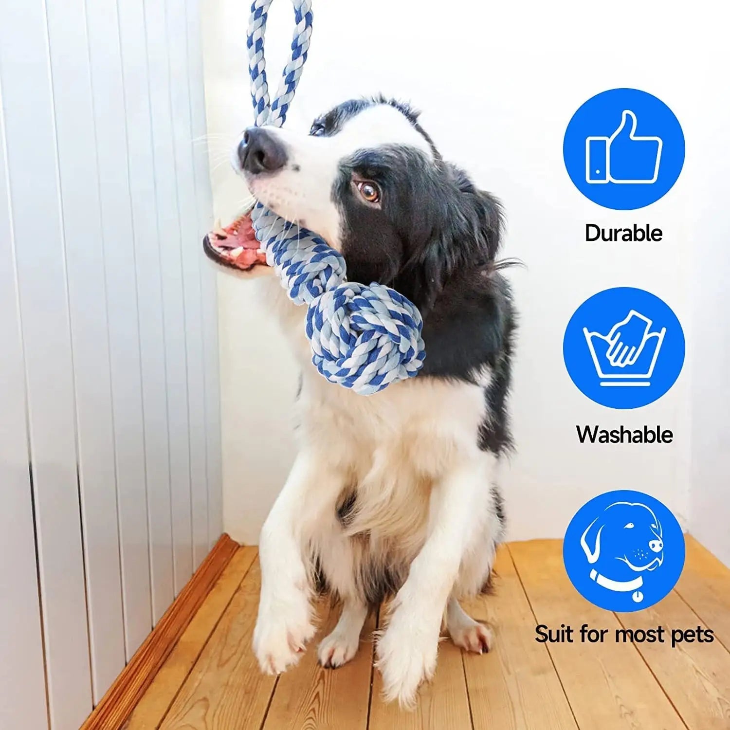 Cotton Balls Interactive Bungee Dog Tug Toy - Hanging Rope Ball for Solo Play & Exercise