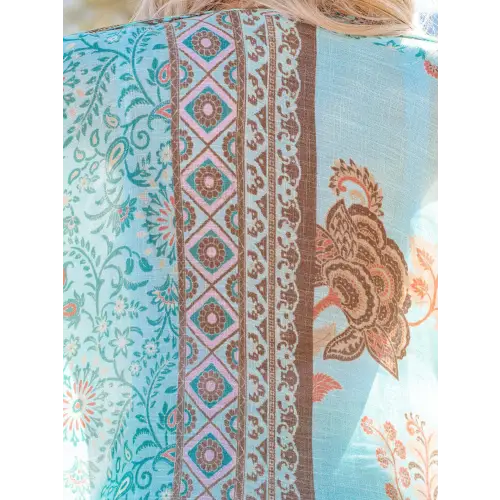 Bohemian Bliss Printed Open Kimono Beach Cover-Up
