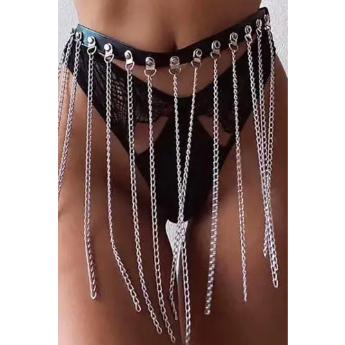 Bold Fringe Belt Silver One Size