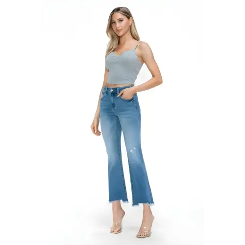 Raw Mid-Rise Crop Jeans