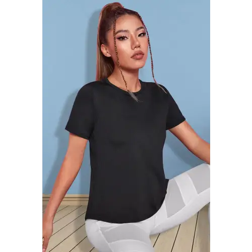Black Breathable T-Shirt for Active Women Black