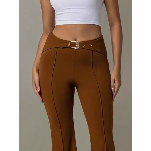 Soft Belted Fabric Trousers