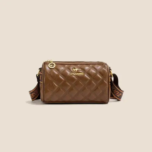 Brown Quilted Leather Shoulder Bag Brown One Size
