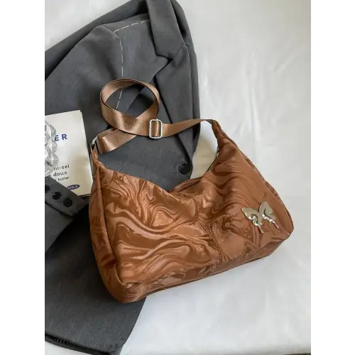 Butterfly Charm Leather Adjustable Strap Shoulder Bag