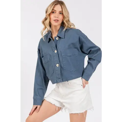 Cropped Denim Jacket French Blue
